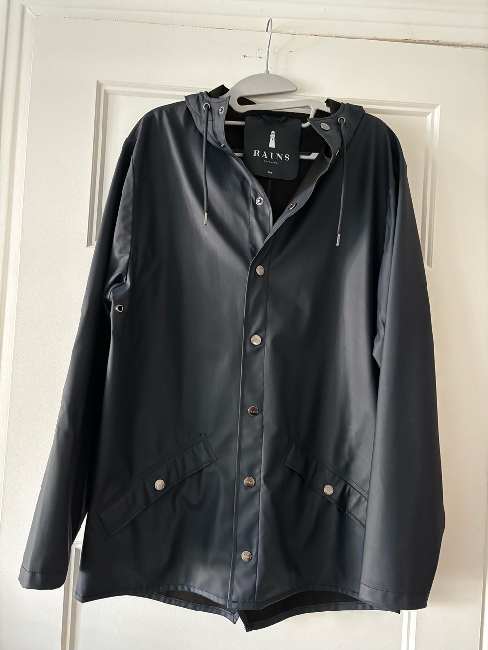 Rains Navy Blue Waterproof Hooded Raincoat
